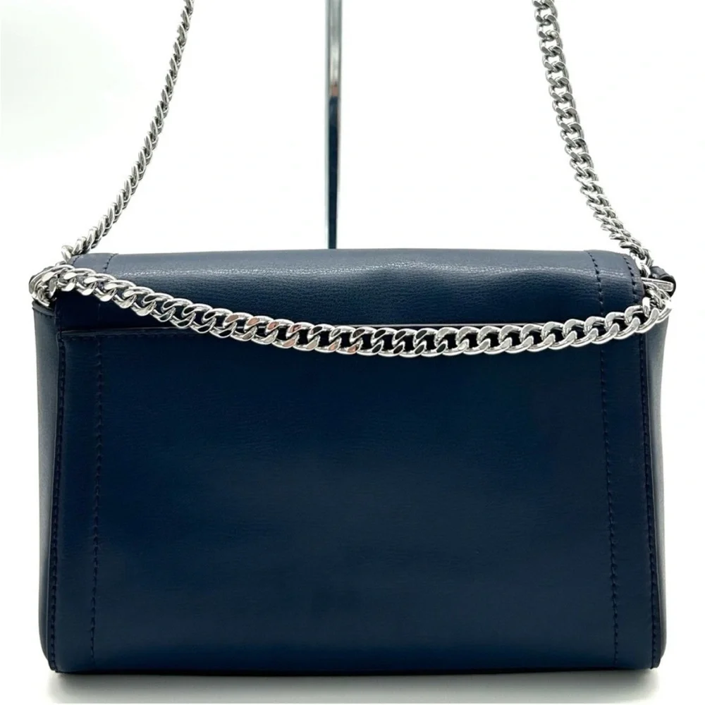 Michael Kors Kinsley leather Medium shoulder Flap Crossbody Bag Navy Blue